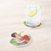  Valentijnsdag, Victoriaans Engel met Hart Zandsteen Onderzetter (Zijkant)