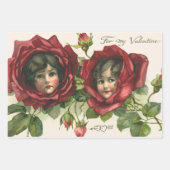  Valentijnsdag, Victoriaans gezichten in Rozen Inpakpapier Vel (Voorkant 2)