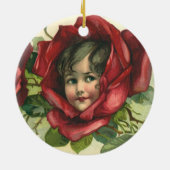 Valentijnsdag, Victoriaans gezichten in Rozen Keramisch Ornament (Achterkant)