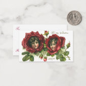  Valentijnsdag, Victoriaans gezichten in Rozen Notitiekaartje (Voorkant / Achterkant in situ)