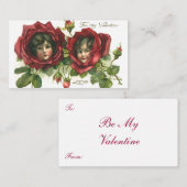  Valentijnsdag, Victoriaans gezichten in Rozen Notitiekaartje (Voorkant / Achterkant)