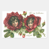  Valentijnsdag, Victoriaans gezichten in Rozen Rechthoekige Sticker (Voorkant)