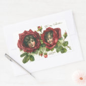  Valentijnsdag, Victoriaans gezichten in Rozen Rechthoekige Sticker (Envelop)