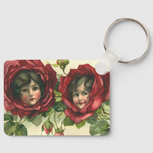  Valentijnsdag, Victoriaans gezichten in Rozen Sleutelhanger (Voorkant)