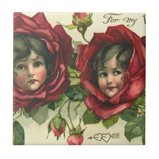 Valentijnsdag, Victoriaans gezichten in Rozen Tegeltje (Voorkant)