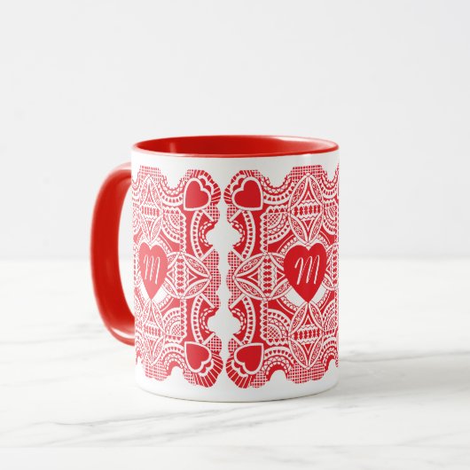  Valentijnsdag, Victoriaans harten sterven gesnede Mok (Voorkant links)