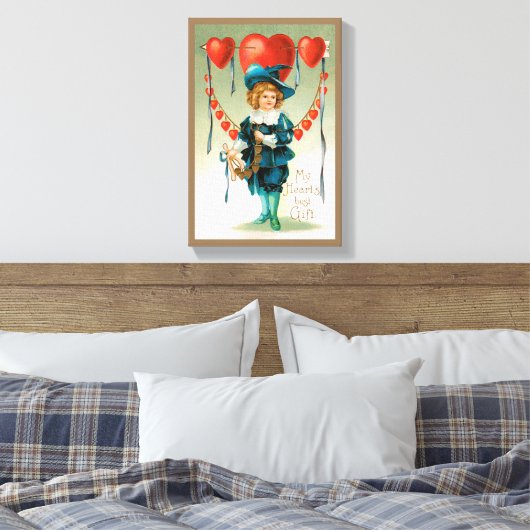 Valentijnsdag, Victoriaans Jongen met Harten Canvas Afdruk (Insitu (Slaapkamer))