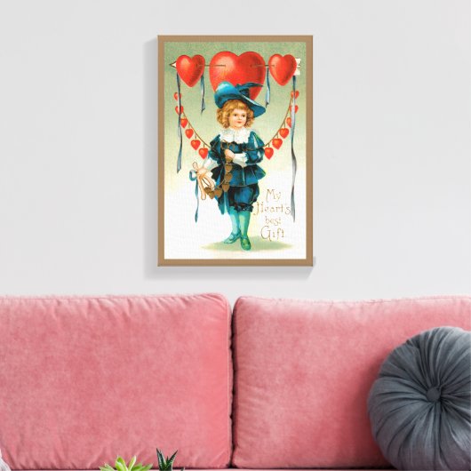  Valentijnsdag, Victoriaans Jongen met Harten Canvas Afdruk (Insitu (Woonkamer))