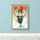 Valentijnsdag, Victoriaans Jongen met Harten Canvas Afdruk (Insitu (Houten vloer))