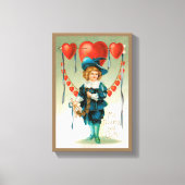  Valentijnsdag, Victoriaans Jongen met Harten Canvas Afdruk (Voorkant)