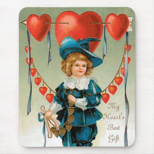 Valentijnsdag, Victoriaans Jongen met Harten Muismat (Voorkant)