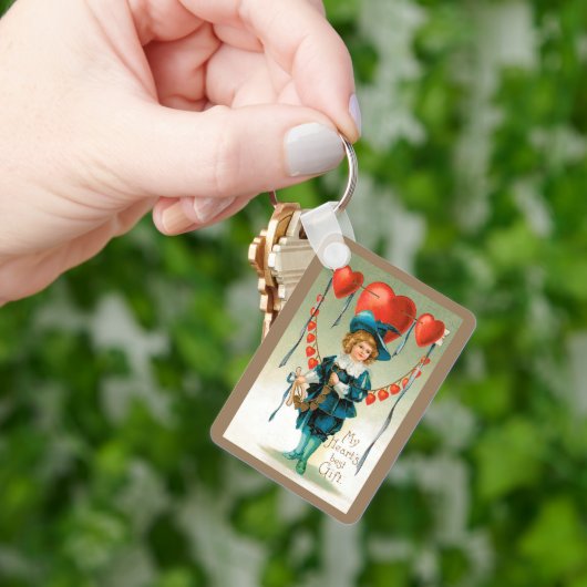  Valentijnsdag, Victoriaans Jongen met Harten Sleutelhanger (Hand)