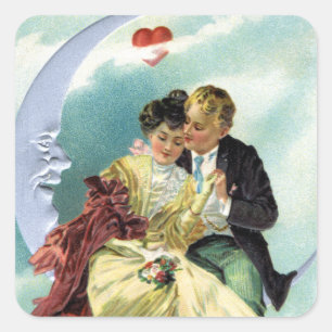 Valentijnsdag Victoriaans liefde en Romance Vierkante Sticker