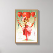  Valentijnsdag, Victoriaans meisje met hart Canvas Afdruk (Voorkant)