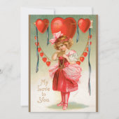  Valentijnsdag, Victoriaans meisje met hart Feestdagenkaart (Voorkant)