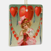  Valentijnsdag, Victoriaans meisje met hart Keramisch Ornament (Rechts)