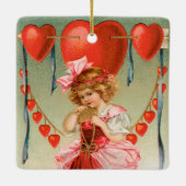  Valentijnsdag, Victoriaans meisje met hart Keramisch Ornament (Achterkant)