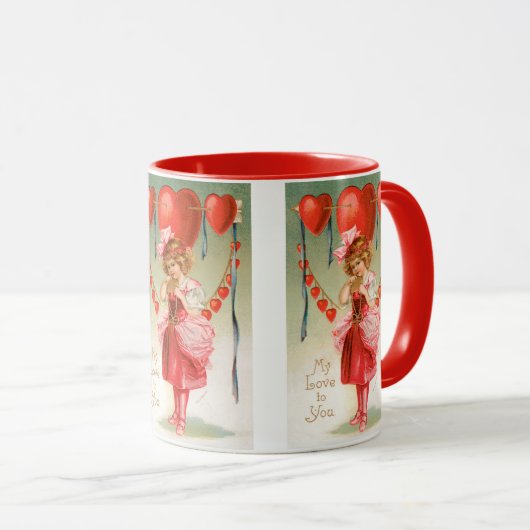  Valentijnsdag, Victoriaans meisje met hart Mok (Voorkant rechts)