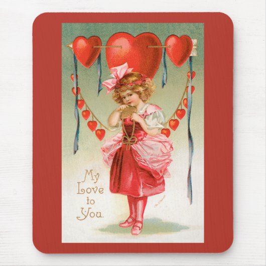  Valentijnsdag, Victoriaans meisje met hart Muismat (Voorkant)