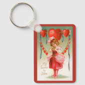 Valentijnsdag, Victoriaans meisje met hart Sleutelhanger (Voorkant)