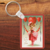 Valentijnsdag, Victoriaans meisje met hart Sleutelhanger (Voorkant)