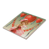 Valentijnsdag, Victoriaans meisje met hart Tegeltje (Zijkant)