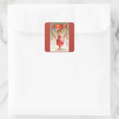  Valentijnsdag, Victoriaans meisje met hart Vierkante Sticker (Tas)