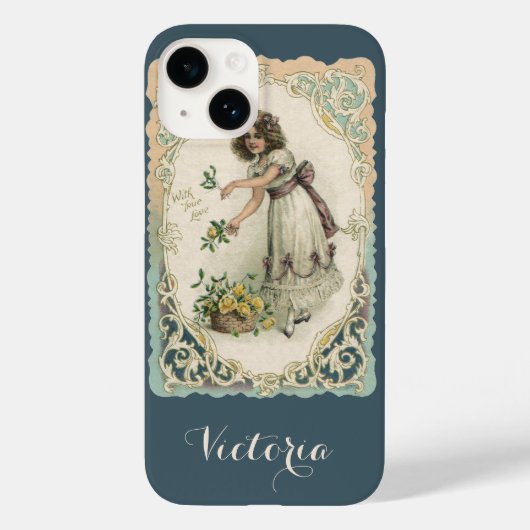 Valentijnsdag, Victoriaans Meisje met Rozen Case-Mate iPhone Case (Achterkant)