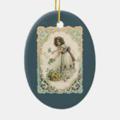  Valentijnsdag, Victoriaans Meisje met Rozen Keramisch Ornament (Achterkant)