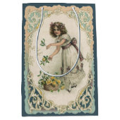  Valentijnsdag, Victoriaans Meisje met Rozen Medium Cadeauzakje (Voorkant)