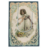  Valentijnsdag, Victoriaans Meisje met Rozen Medium Cadeauzakje (Achterkant)