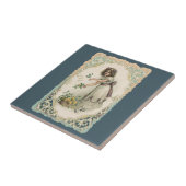  Valentijnsdag, Victoriaans Meisje met Rozen Tegeltje (Zijkant)