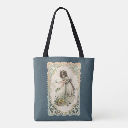  Valentijnsdag, Victoriaans Meisje met Rozen Tote Bag (Achterkant)