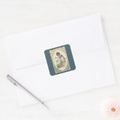  Valentijnsdag, Victoriaans Meisje met Rozen Vierkante Sticker (Envelop)