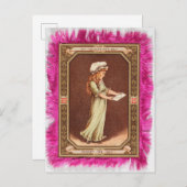  Valentijnsdag Victoriaans meisje Roze Briefkaart (Voorkant / Achterkant)
