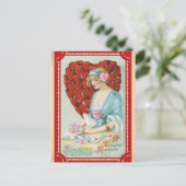  Valentijnsdag Victoriaans Rood Hart Gedicht Briefkaart (Staand voorkant)