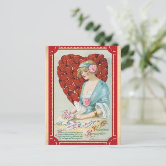  Valentijnsdag Victoriaans Rood Hart Gedicht Briefkaart (Staand voorkant)