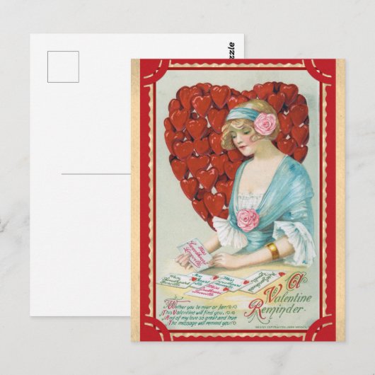  Valentijnsdag Victoriaans Rood Hart Gedicht Briefkaart (Voorkant / Achterkant)