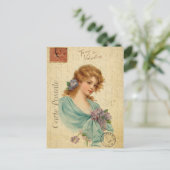  Valentijnsdag Victoriaans vrouw Briefkaart (Staand voorkant)