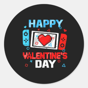 Valentijnsdag Video Game Controller Hart Boy Tod Ronde Sticker