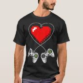 Valentijnsdag Video Game Controller Hart Gamer T-shirt (Voorkant)