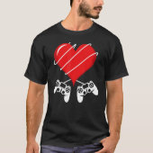 Valentijnsdag videospelcontroller hartgamer t-shirt (Voorkant)