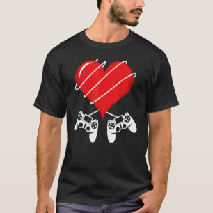 Valentijnsdag videospelcontroller hartgamer t-shirt