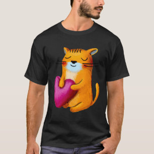 Valentijnsdag Vieren Met Hartjes Cute Kat T-shirt