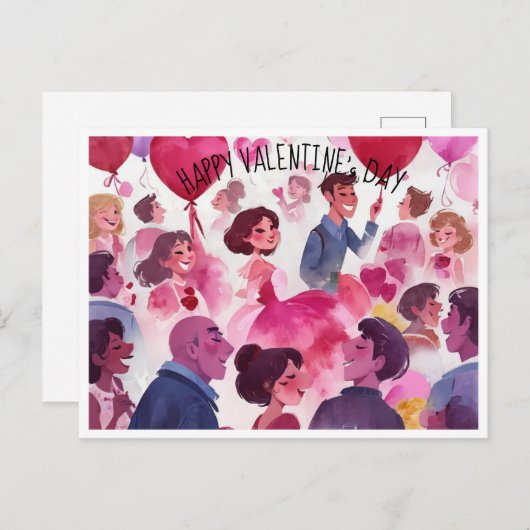 Valentijnsdag viering met ansichtkaarten briefkaart (Voorkant / Achterkant)