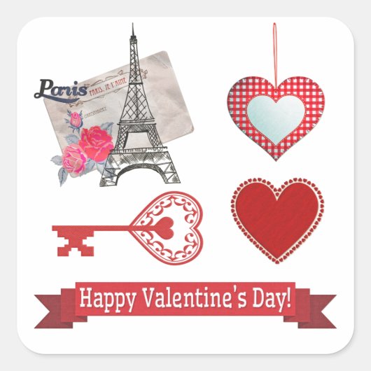 Valentijnsdag Vierkante Sticker (Voorkant)