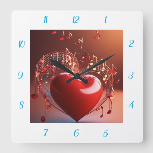 Valentijnsdag Vierkante Wandklok (Voorkant)