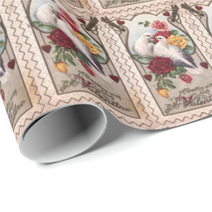 Valentijnsdag Vintage Doves Gift Wrapping Paper Cadeaupapier