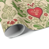 Valentijnsdag Vintage Harten Cadeaupapier (Rol Hoek)