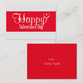 Valentijnsdag Vlakke Wenskaart (Rood en Wit) Notitiekaartje